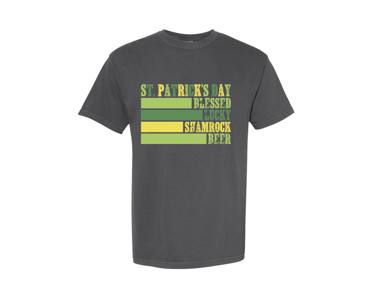 brand:Comfort Colors|color:Pepper|St Pattys Day Lucky Shamrock Lucky Graphic T-Shirt