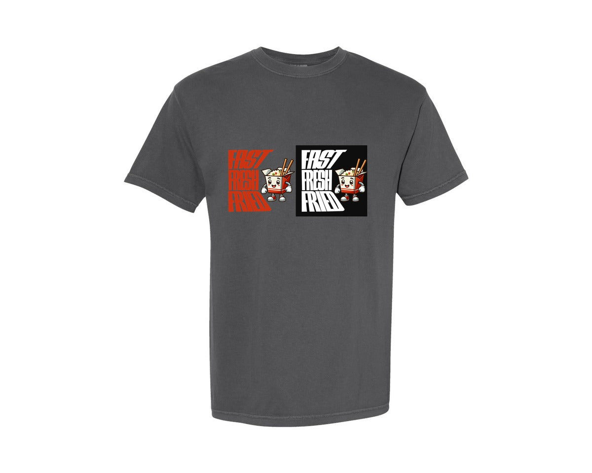 brand:Comfort Colors|color:Pepper|Fast Fresh Fried Food Mascot Graphic T-Shirt