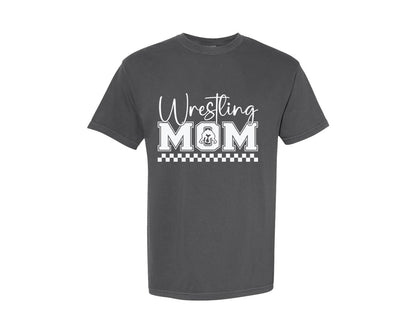 brand:Comfort Colors|color:Pepper|Wrestling Mom Checkered Wrestling Mama Graphic T-Shirt