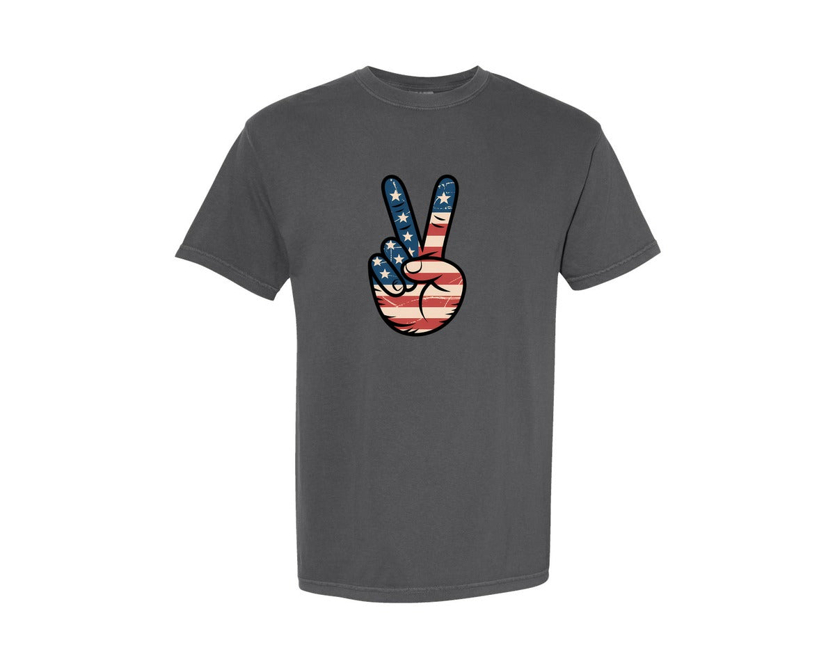 brand:Comfort Colors|color:Pepper|America Peace 4Th Of July Shirt Graphic T-Shirt