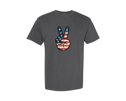 brand:Comfort Colors|color:Pepper|America Peace 4Th Of July Shirt Graphic T-Shirt