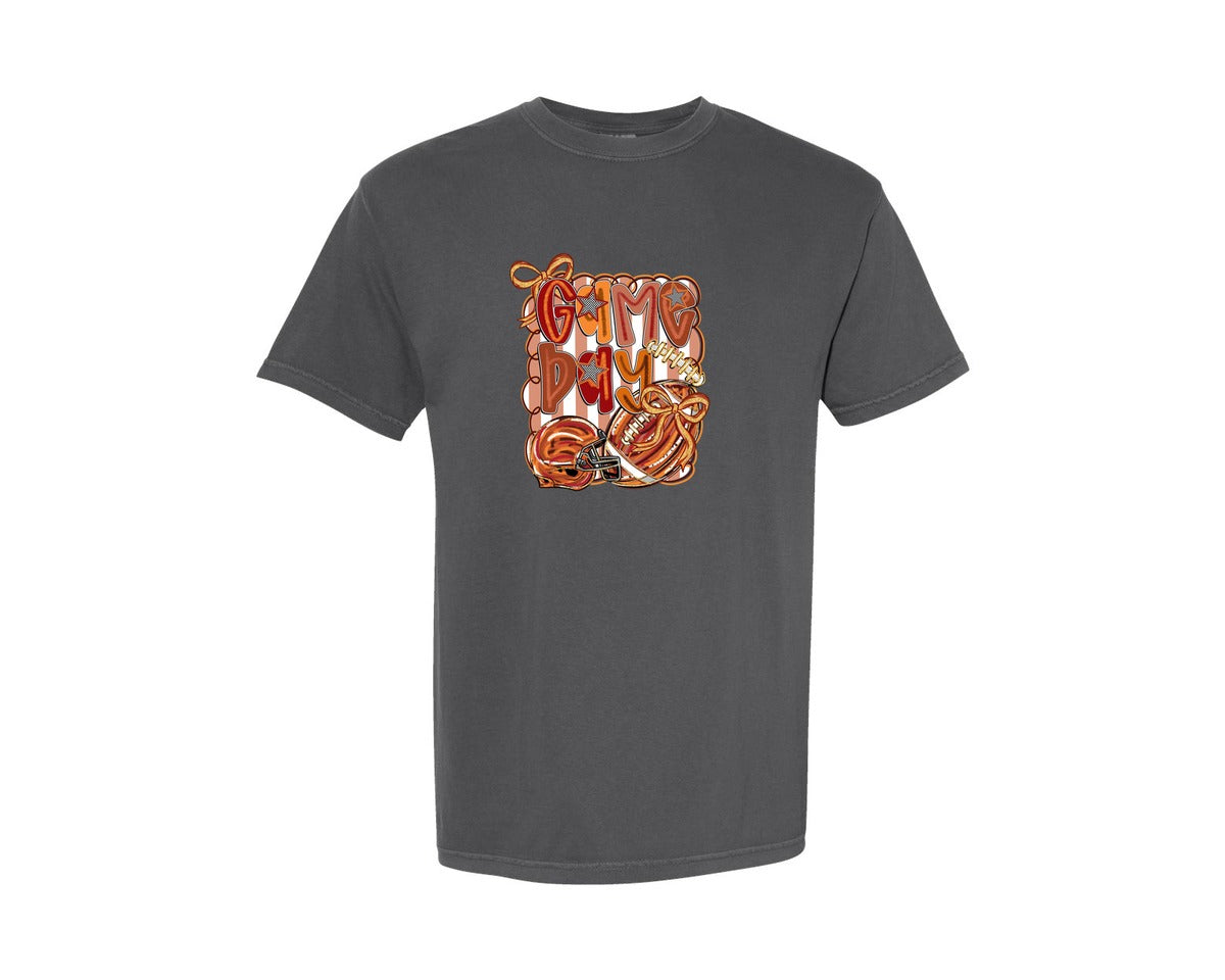 brand:Comfort Colors|color:Pepper|Coquette Football Game Day 2 Graphic T-Shirt