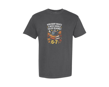 brand:Comfort Colors|color:Pepper|How Many Nights Should You Be Reading 67 Graphic T-Shirt