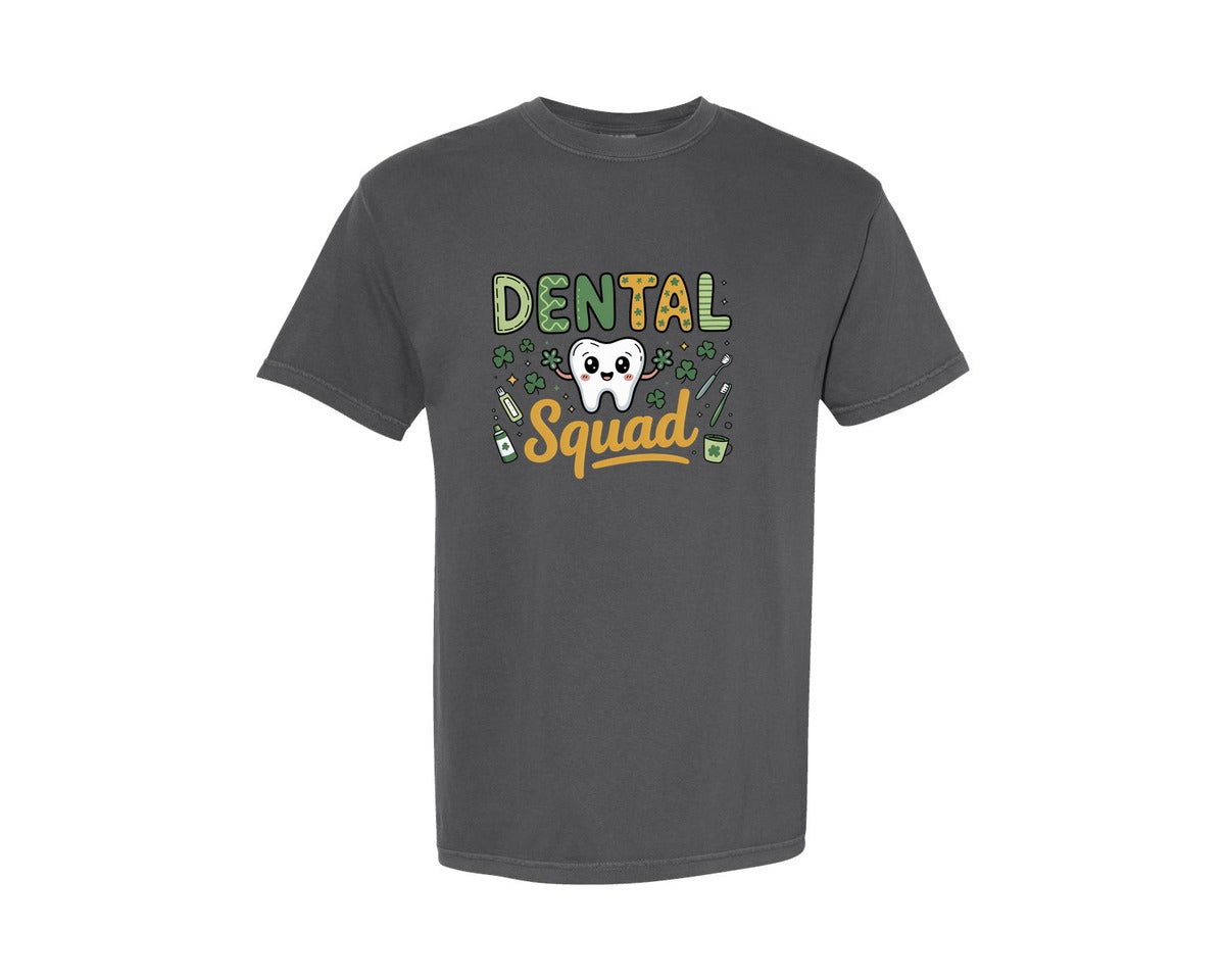 brand:Comfort Colors|color:Pepper|St Patricks Day Dental Squad 2 Graphic T-Shirt