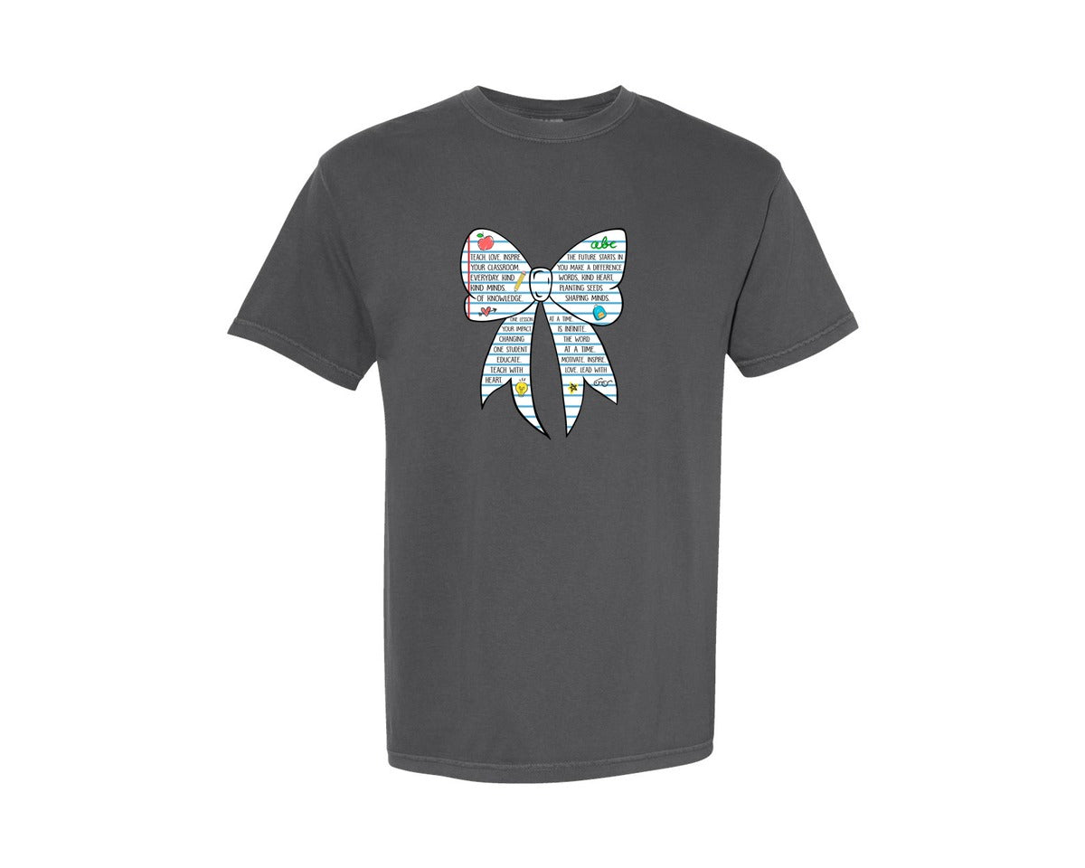 brand:Comfort Colors|color:Pepper|Coquette Teacher Teach Love Inspire 2 Graphic T-Shirt