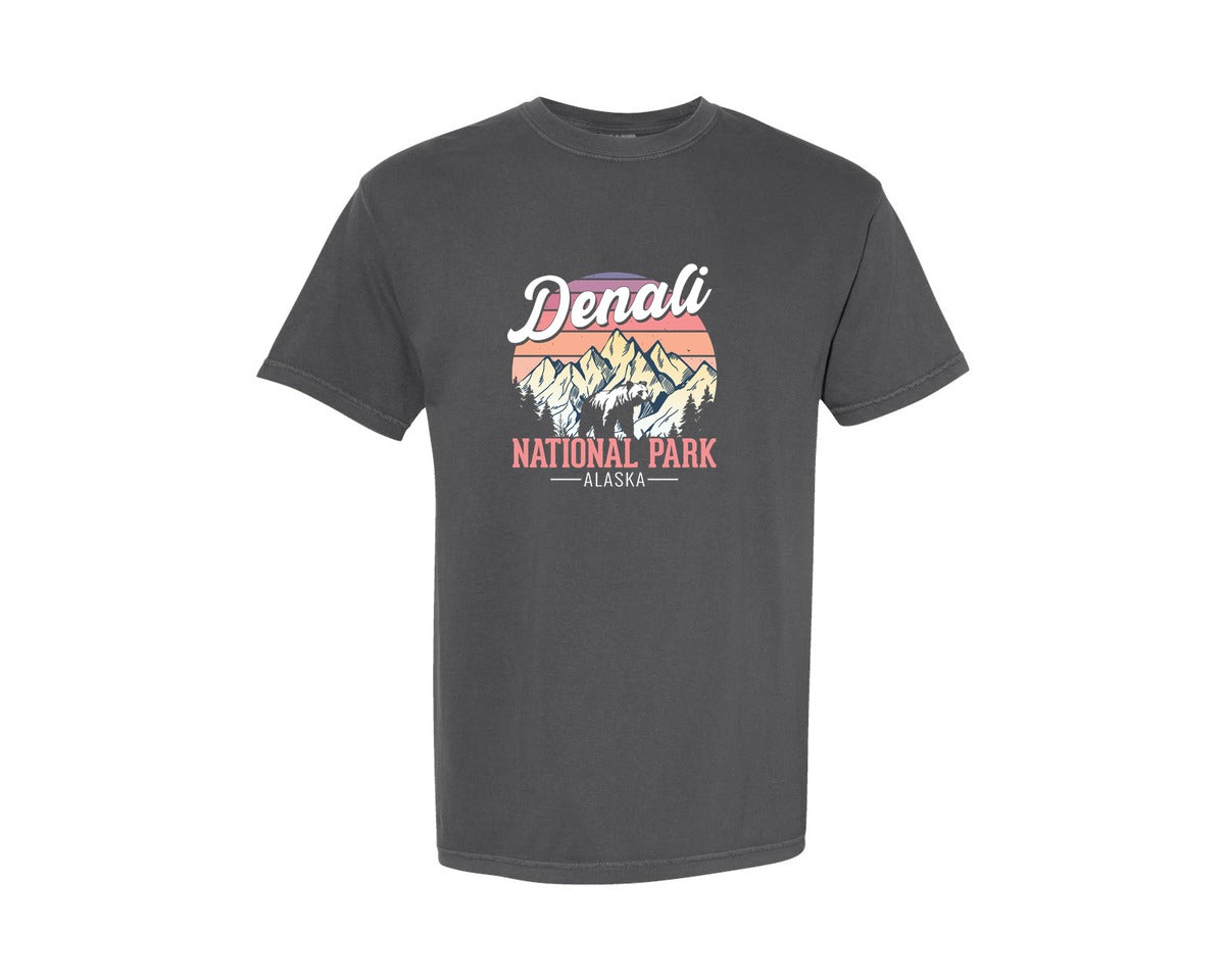 brand:Comfort Colors|color:Pepper|Usa Mountain Nature Travel 2 Graphic T-Shirt
