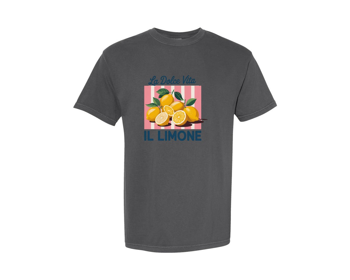 brand:Comfort Colors|color:Pepper|La Dolce Vita Il Limone Italian Lem Graphic T-Shirt