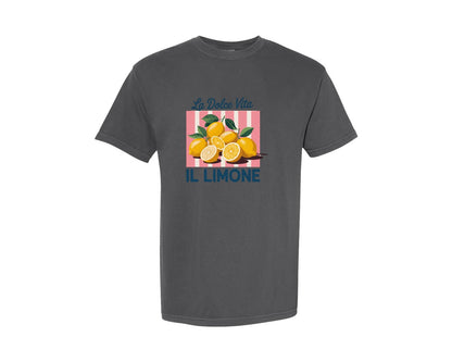 brand:Comfort Colors|color:Pepper|La Dolce Vita Il Limone Italian Lem Graphic T-Shirt