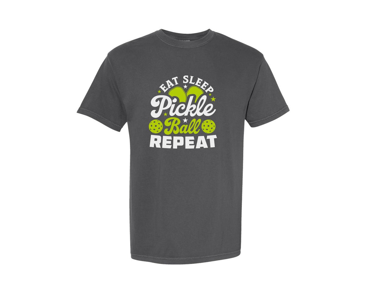brand:Comfort Colors|color:Pepper|Eat Sleep Pickleball Repeat T Shirt 2 Graphic T-Shirt