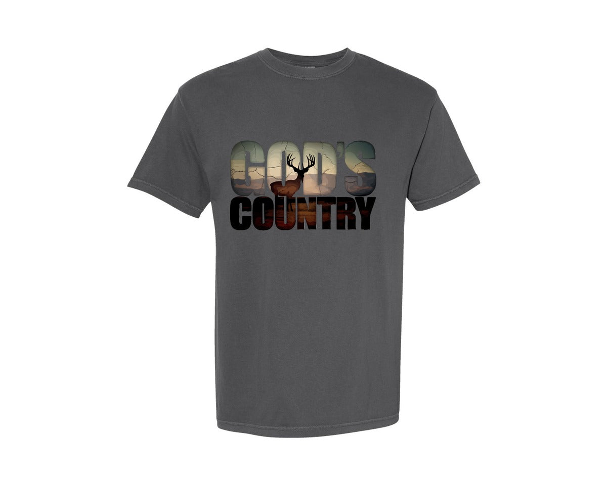 brand:Comfort Colors|color:Pepper|Gods Country Western Sunset Art Graphic T-Shirt