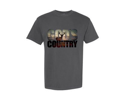 brand:Comfort Colors|color:Pepper|Gods Country Western Sunset Art Graphic T-Shirt