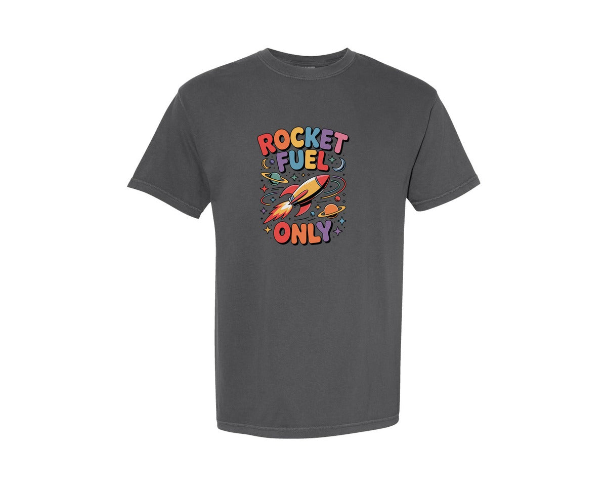 brand:Comfort Colors|color:Pepper|Rocket Fuel Only Space Energy Art Graphic T-Shirt