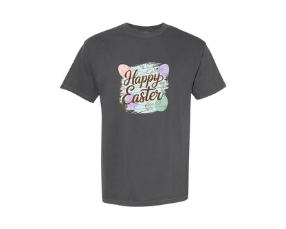 brand:Comfort Colors|color:Pepper|Happy Easter Watercolor Lettering Graphic T-Shirt