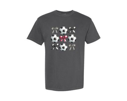 brand:Comfort Colors|color:Pepper|Coquette Soccer Mama Game Day Graphic T-Shirt