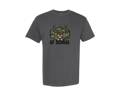 brand:Comfort Colors|color:Pepper|100 Days Of School Deer Camo Hunting Graphic T-Shirt