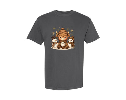 brand:Comfort Colors|color:Pepper|Christmas Pngchristmas Highland Cow Graphic T-Shirt