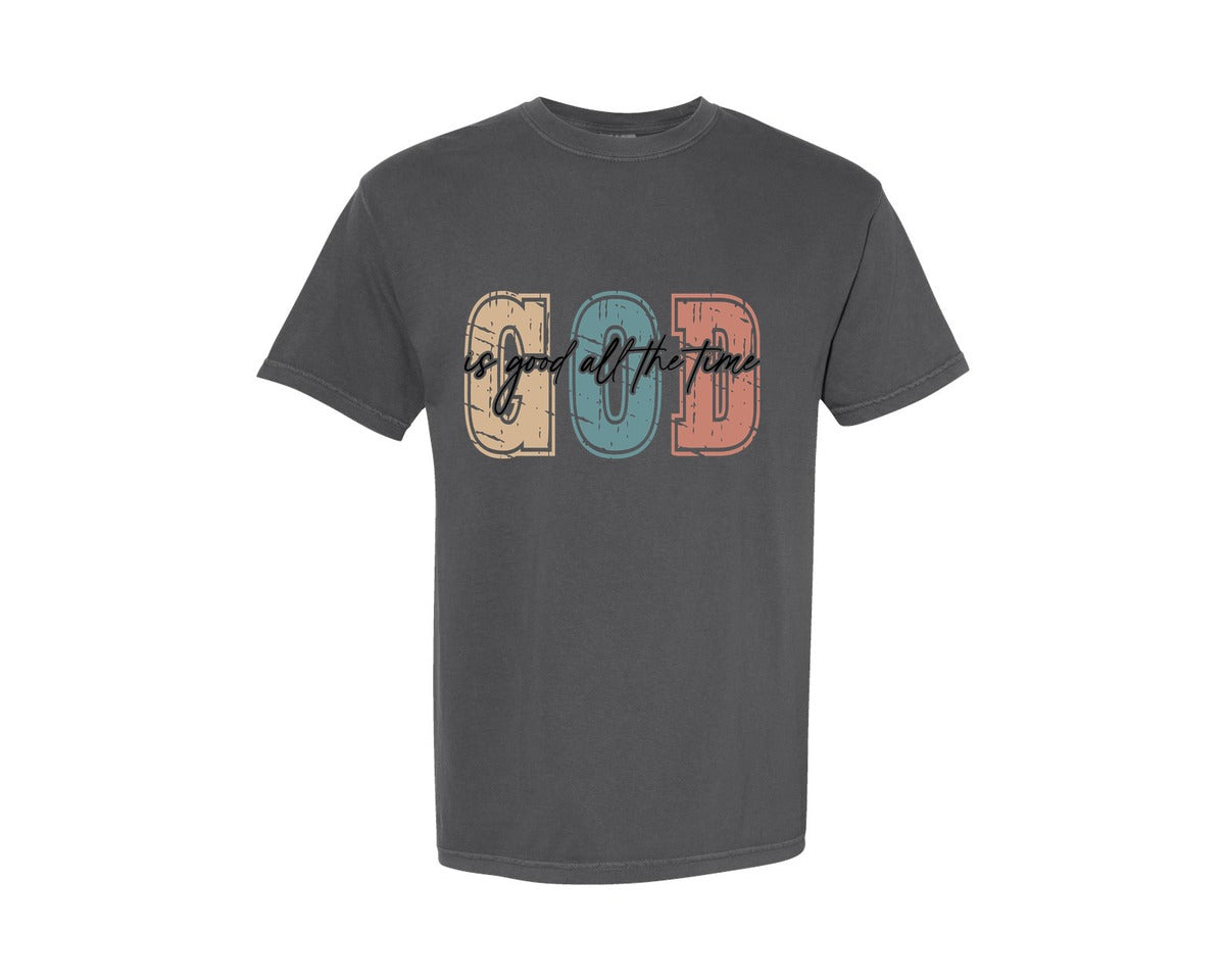 brand:Comfort Colors|color:Pepper|Christian God Is Good All The Time 8 Graphic T-Shirt