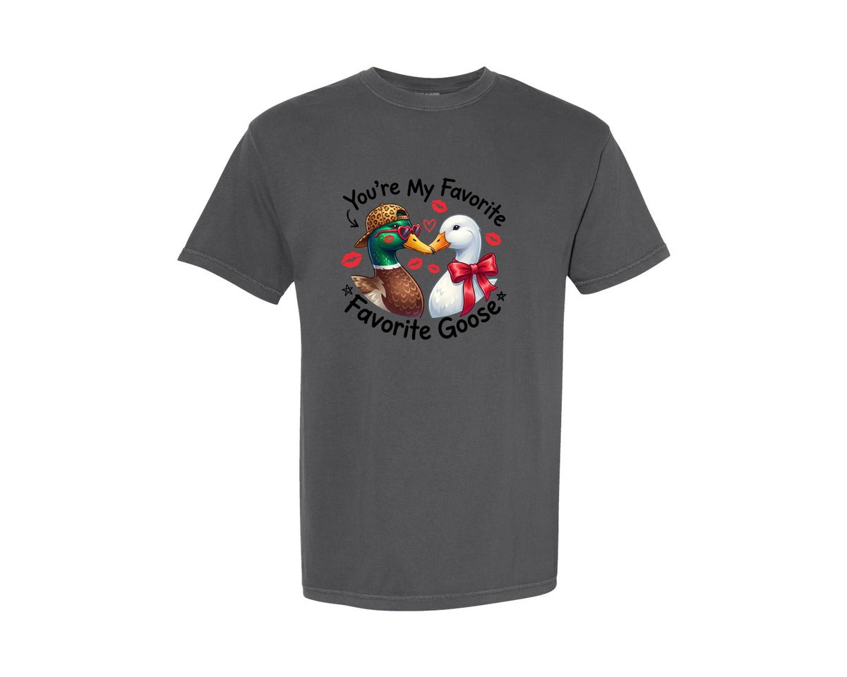 brand:Comfort Colors|color:Pepper|Valentines Goose Couple Graphic T-Shirt