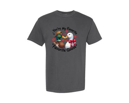 brand:Comfort Colors|color:Pepper|Valentines Goose Couple Graphic T-Shirt