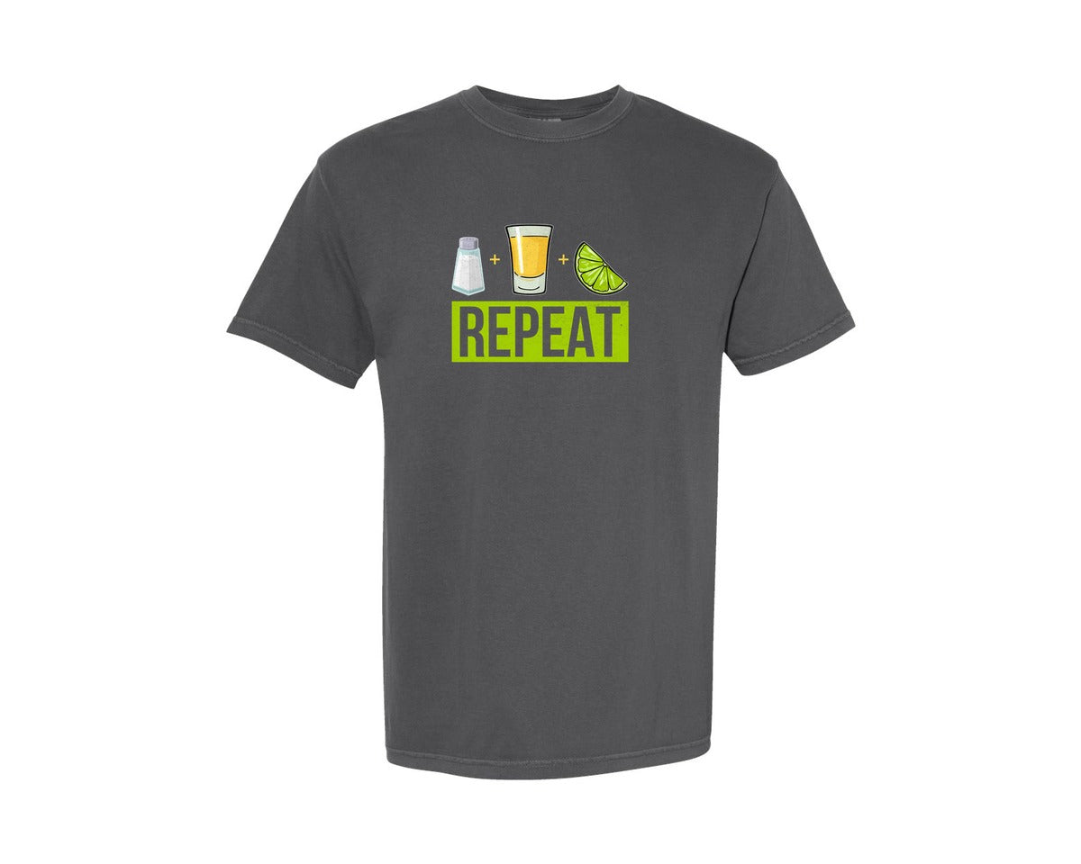 brand:Comfort Colors|color:Pepper|Salt Tequila Lime Repeat Graphic T-Shirt