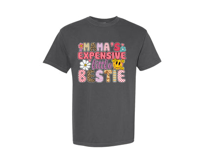 brand:Comfort Colors|color:Pepper|Mamas Expensive Little Bestie 9 Graphic T-Shirt