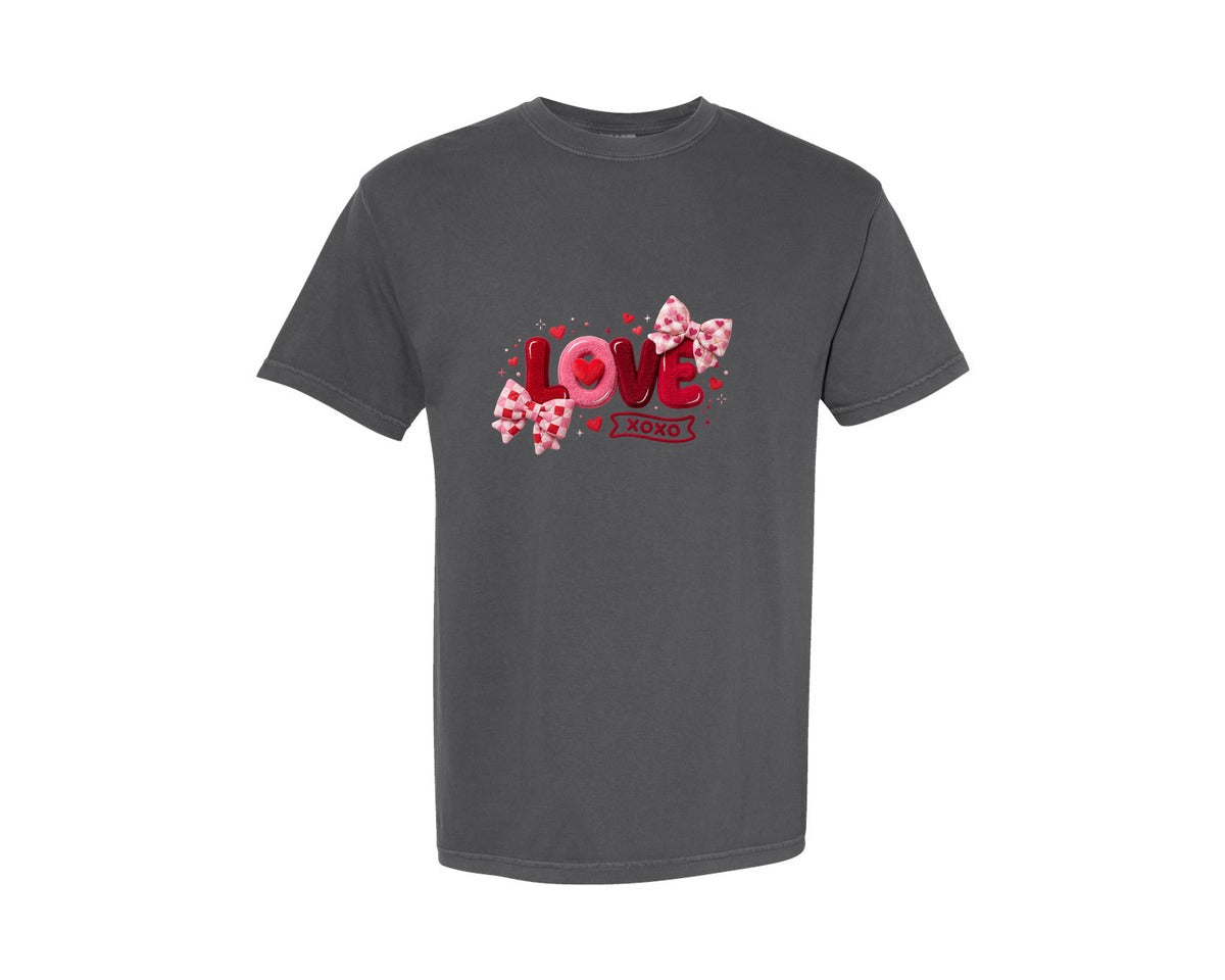 brand:Comfort Colors|color:Pepper|Faux Yarn Valentine Valentines Love 20 Graphic T-Shirt