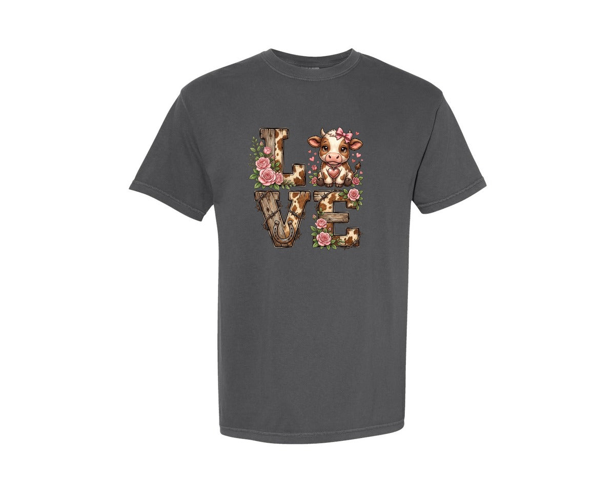brand:Comfort Colors|color:Pepper|Love Rainbow Faux Yarn Valentine Tshirt 2 Graphic T-Shirt