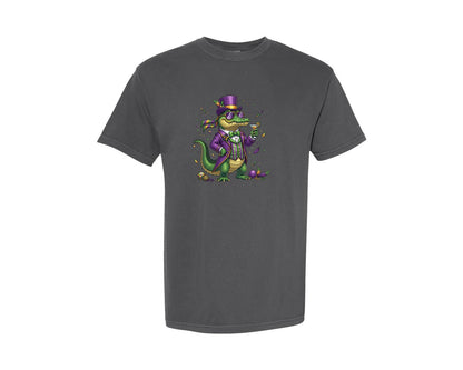 brand:Comfort Colors|color:Pepper|Mardi Gras Alligator 3 Graphic T-Shirt