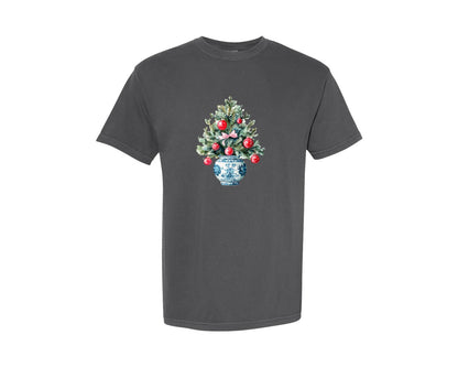brand:Comfort Colors|color:Pepper|Preppy Christmas Tree Graphic 11 Graphic T-Shirt