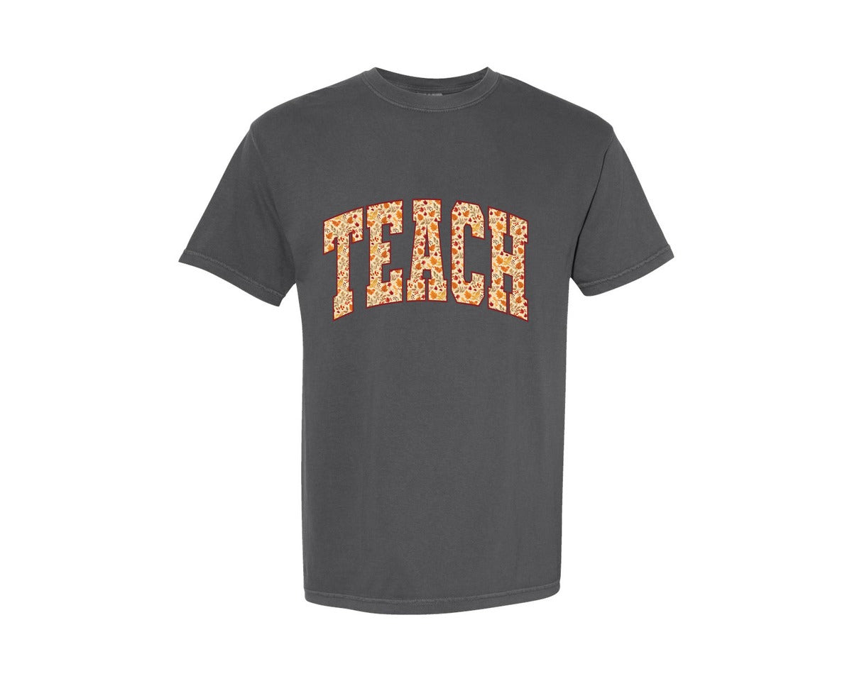 brand:Comfort Colors|color:Pepper|Fall Teacher Retro Teach Fall Cozy Graphic T-Shirt