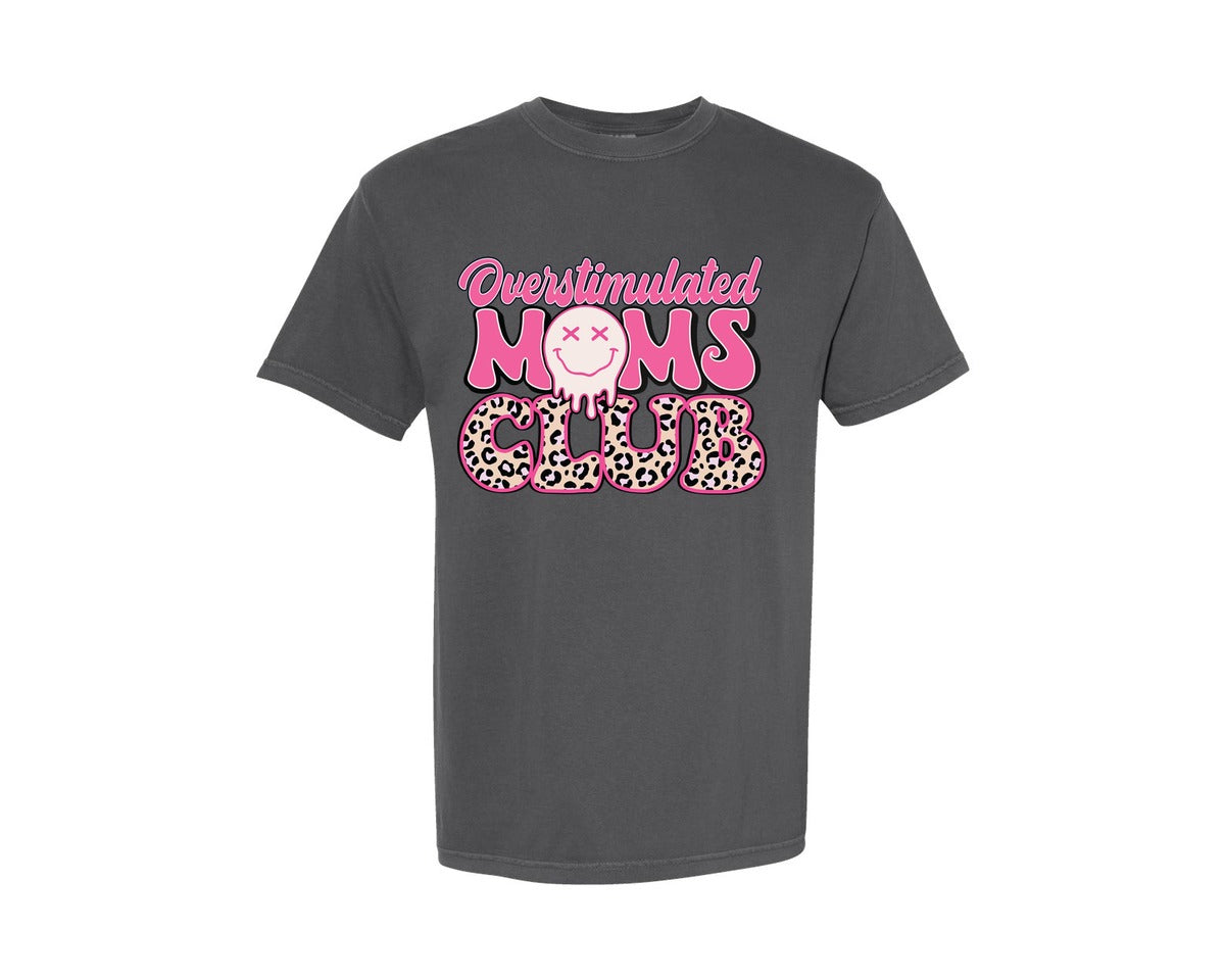 brand:Comfort Colors|color:Pepper|Overstimulated Moms Club Pngleopard Mom Graphic T-Shirt