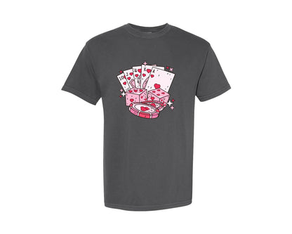 brand:Comfort Colors|color:Pepper|Feeling Lucky Valentine Pocket Graphic T-Shirt