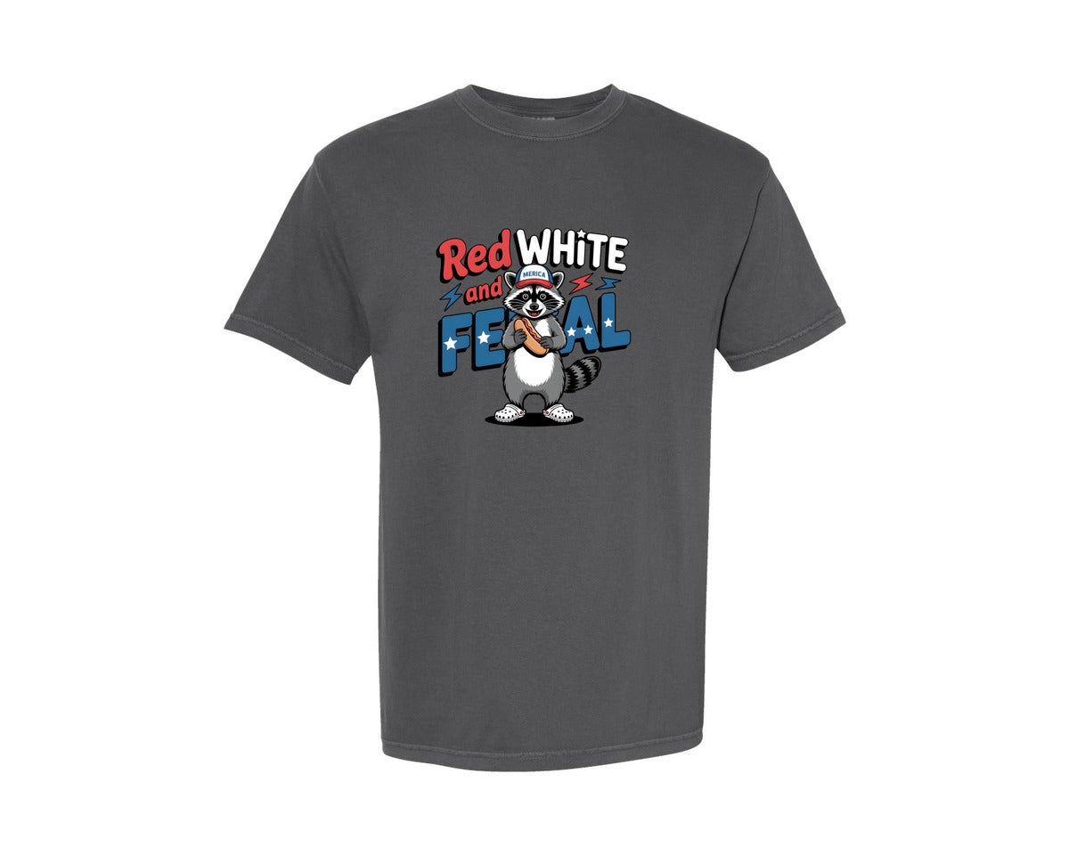 brand:Comfort Colors|color:Pepper|Red White And Feral 6 Graphic T-Shirt