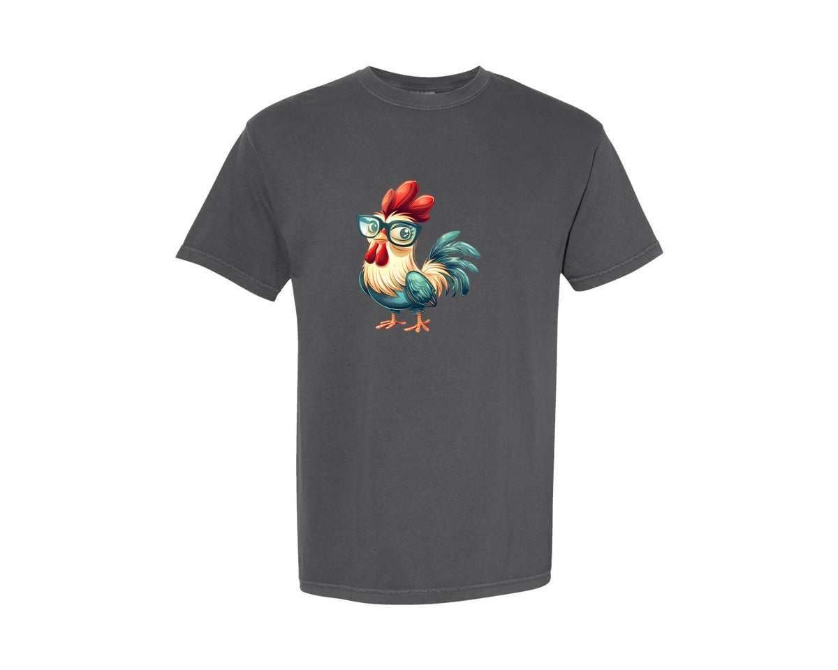 brand:Comfort Colors|color:Pepper|Cute Cartoon Rooster Design Graphic T-Shirt