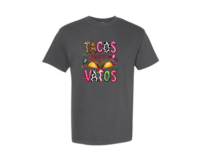 brand:Comfort Colors|color:Pepper|Tacos Before Vatos Valentines Graphic T-Shirt
