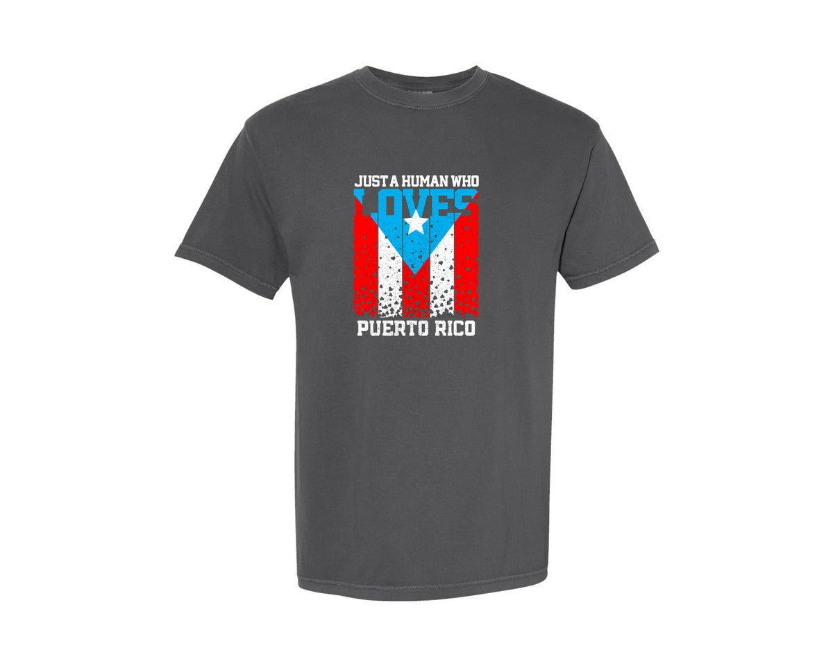 brand:Comfort Colors|color:Pepper|Puerto Rico Flag Love Graphic T-Shirt