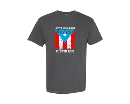 brand:Comfort Colors|color:Pepper|Puerto Rico Flag Love Graphic T-Shirt