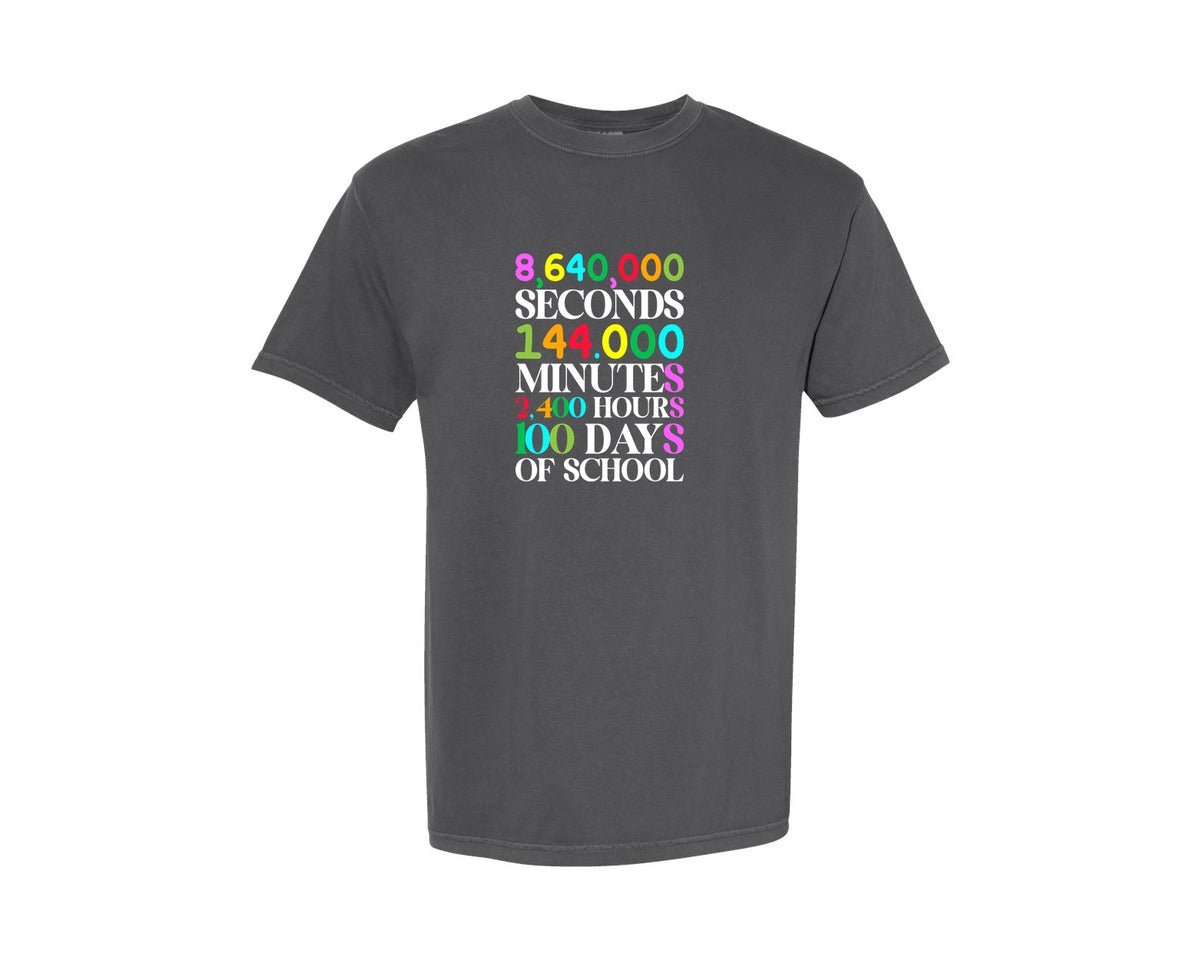 brand:Comfort Colors|color:Pepper|100 Days Of School Shirts School Shirt Graphic T-Shirt