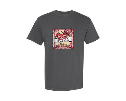 brand:Comfort Colors|color:Pepper|Smutty Book Club Stamp Design Graphic T-Shirt