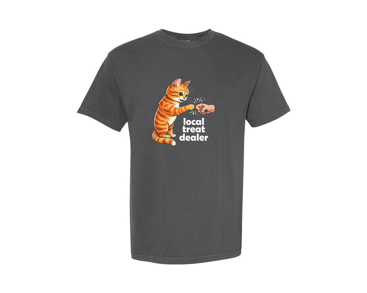 brand:Comfort Colors|color:Pepper|Local Treat Dealer Funny Cat Lover Graphic T-Shirt