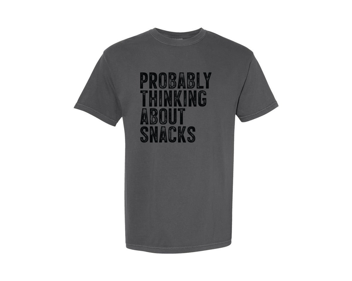 brand:Comfort Colors|color:Pepper|Thinking About Snacks Graphic T-Shirt