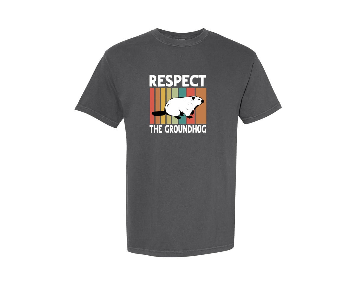 brand:Comfort Colors|color:Pepper|Respect The Groundhog Woodchuck Shirt 2 Graphic T-Shirt