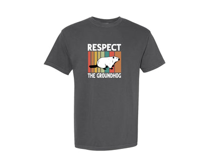 brand:Comfort Colors|color:Pepper|Respect The Groundhog Woodchuck Shirt 2 Graphic T-Shirt