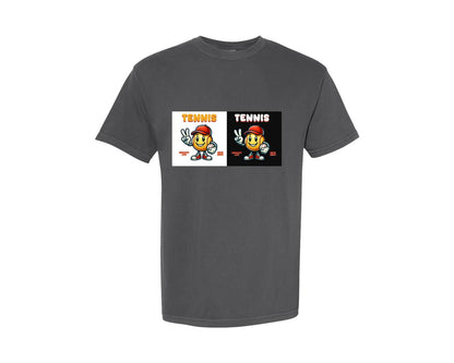 brand:Comfort Colors|color:Pepper|Tennis Ball Fun Sports Emoji Graphic T-Shirt