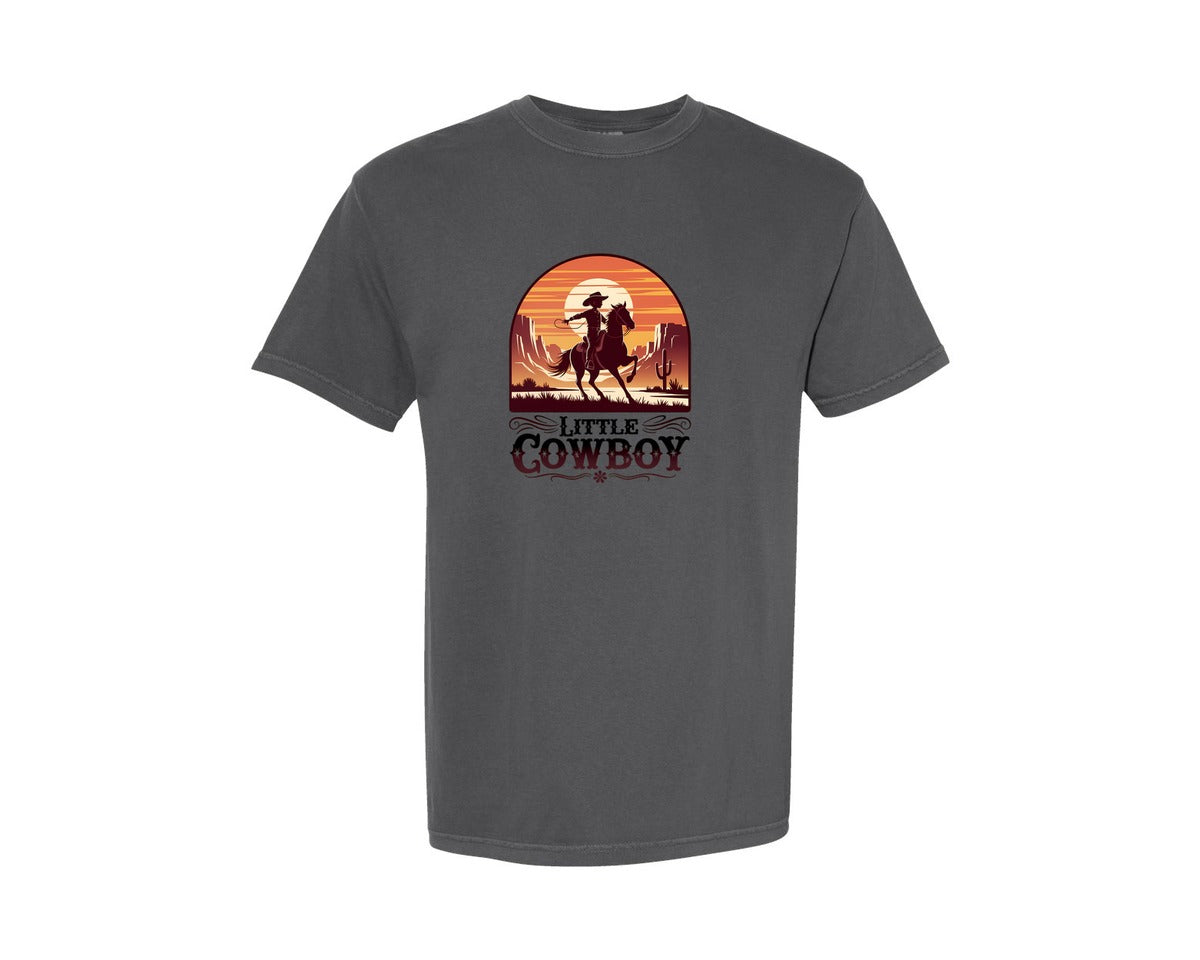 brand:Comfort Colors|color:Pepper|Little Cowboy Western Horse Riding 2 Graphic T-Shirt