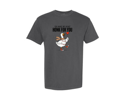 brand:Comfort Colors|color:Pepper|Funny Goose Valentine Honk For You Graphic T-Shirt