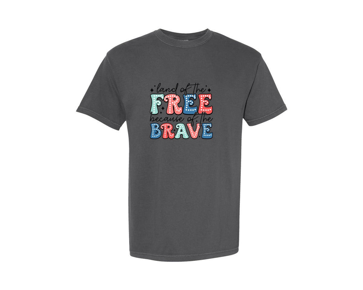 brand:Comfort Colors|color:Pepper|Land Of The Free Memorial Day Graphic T-Shirt