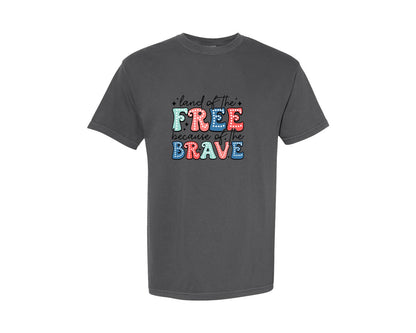 brand:Comfort Colors|color:Pepper|Land Of The Free Memorial Day Graphic T-Shirt