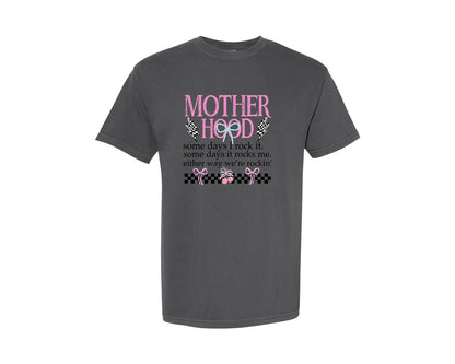 brand:Comfort Colors|color:Pepper|Retro Motherhood Mama Bow Trendy Graphic T-Shirt