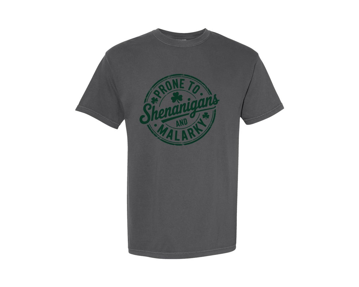 brand:Comfort Colors|color:Pepper|Prone To Shenanigans And Malarky Graphic T-Shirt